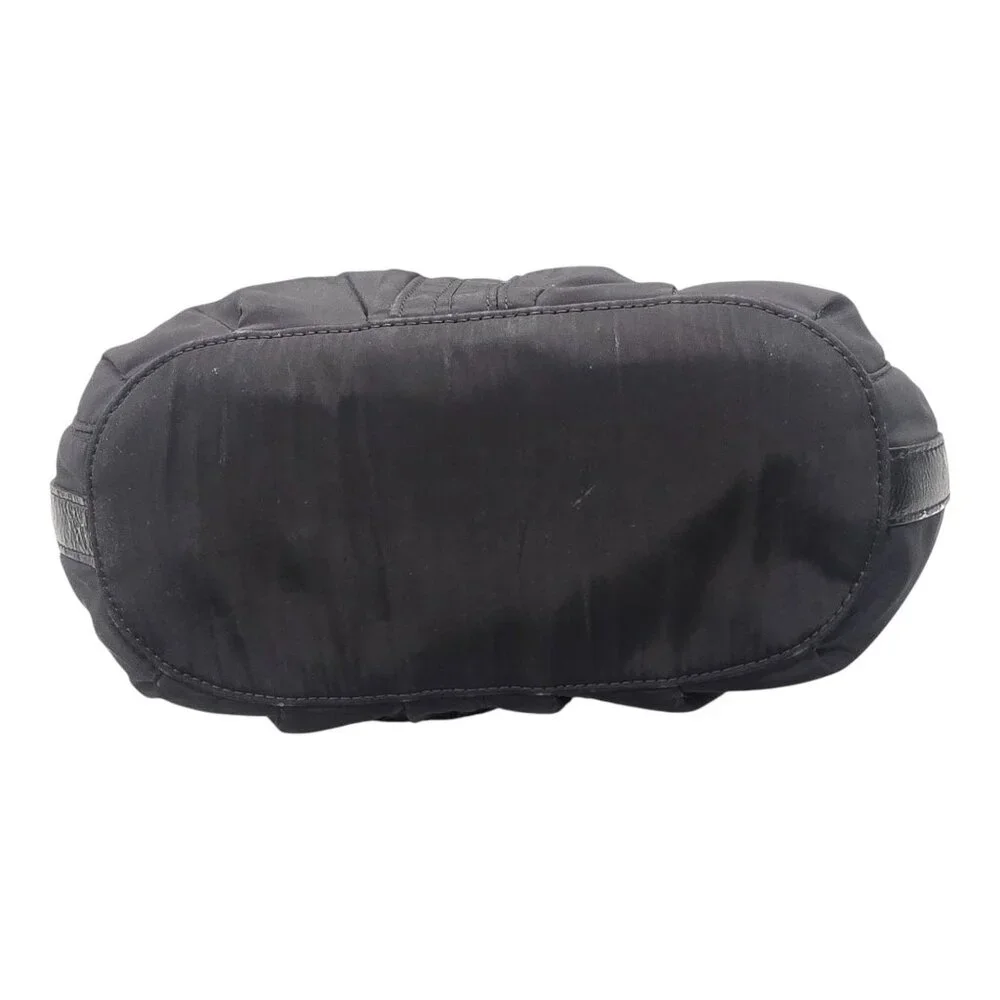 Brighton Purse Black Nylon Patent‎ Leather Trim Hobo Shoulder Bag Braided Strap